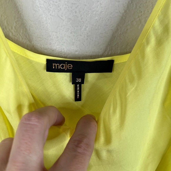 Maje Women's Adjustable‎ Cami Strap Summer Maxi Dress Sleeveless Yellow Size 38 - Picture 5 of 9
